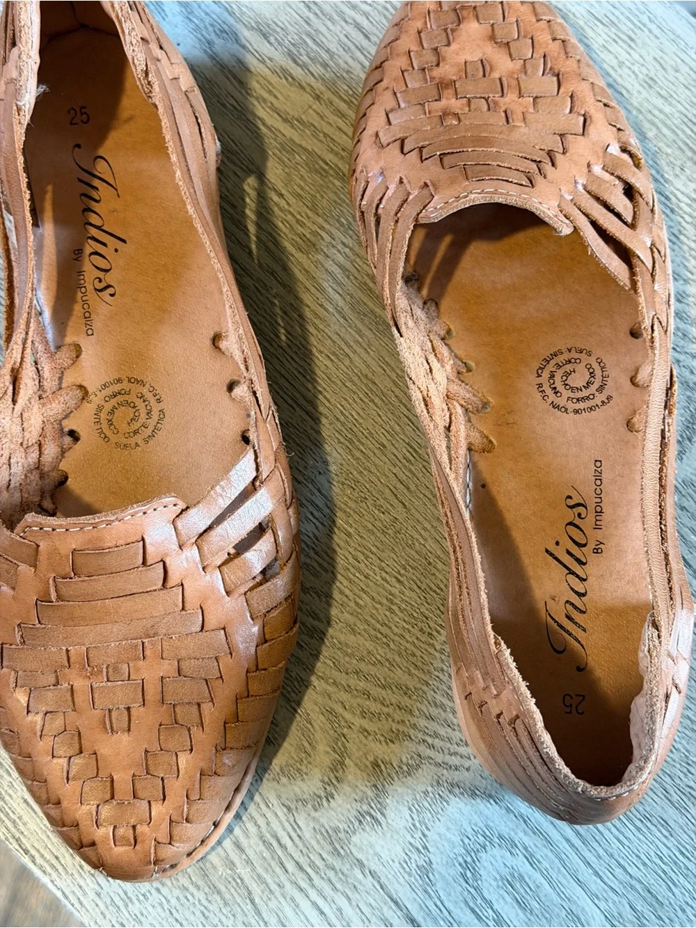 Indios Woven Leather Slip-On Flats - Tan